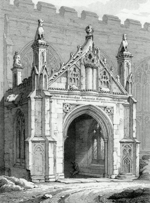 ANTIQUE PRINT: VIEW OF THE NORTH PORCH OF ST. MARY’S CHURCH, BURY-ST. EDMUNDS : – SUFFOLK.