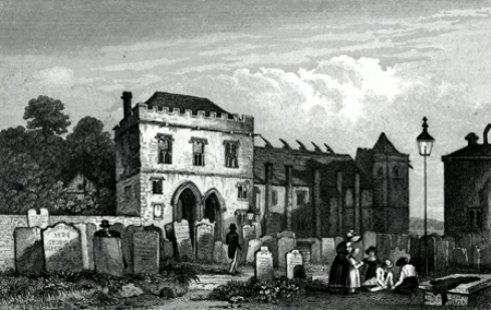 ANTIQUE PRINT: THE REMAINS OF THE COLLEGE AT MAIDSTONE. KENT. FOUNDED BY ARCHBISHOP COURTNEY.